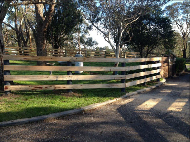 Cypress post and 4 rail fencing